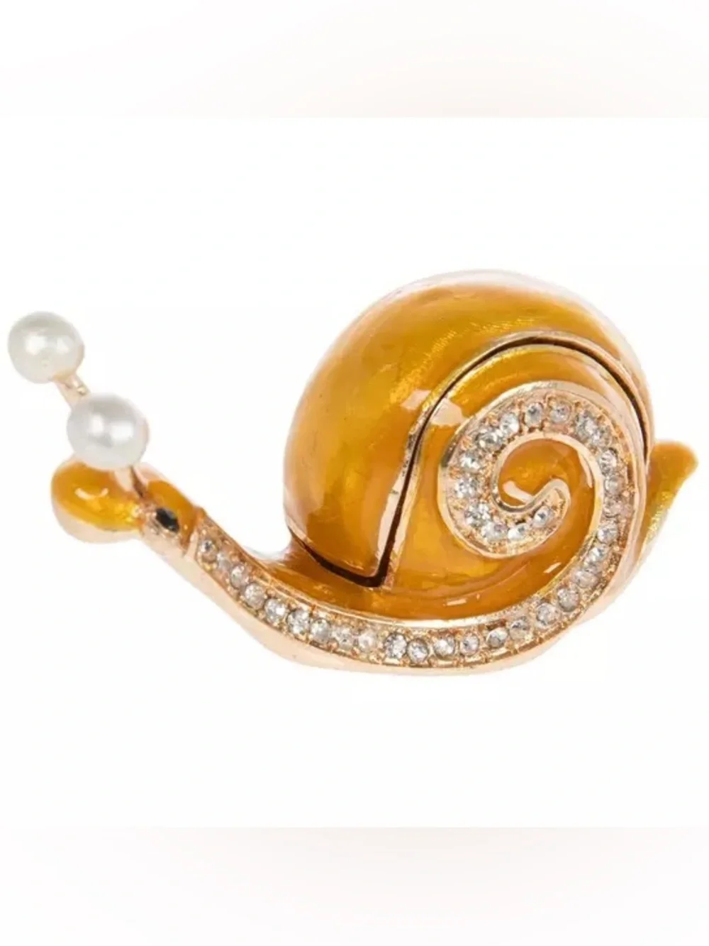 Yellow Snail Rhinestone Jewelry Box